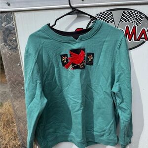 Teal Sweatshirt with Cardinal Design